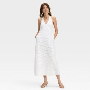White Halter Maxi Dress